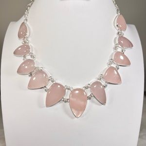 Rose Quartz 925 Large Gemstone Necklace